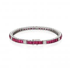 Mid Century Ruby and Diamond Line Bracelet - 4313064