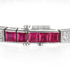 Mid Century Ruby and Diamond Line Bracelet - 4313065
