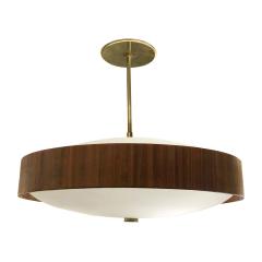 Mid Century Saucer Chandelier with Wood Ring - 737039