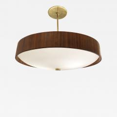 Mid Century Saucer Chandelier with Wood Ring - 737634
