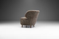 Mid Century Scandinavian Lounge Chair in Sheepskin Scandinavia circa 1950s - 3915491