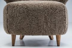 Mid Century Scandinavian Lounge Chair in Sheepskin Scandinavia circa 1950s - 3915496