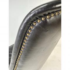 Mid Century Scandinavian Modern Black Leather High Back Lounge Chair - 4809340