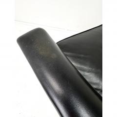 Mid Century Scandinavian Modern Black Leather High Back Lounge Chair - 4809341