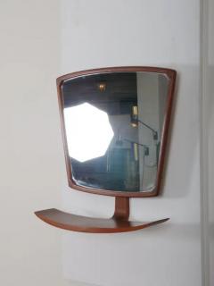 Mid Century Scandinavian Teak wall mirror with shelf c1960 - 3984550