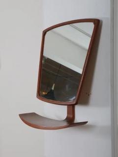 Mid Century Scandinavian Teak wall mirror with shelf c1960 - 3984566