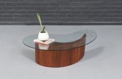 Mid Century Sculpted Biomorphic Shaped Coffee Table w Glass Top - 4561475