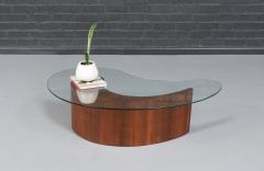 Mid Century Sculpted Biomorphic Shaped Coffee Table w Glass Top - 4561476