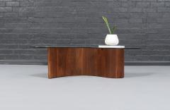 Mid Century Sculpted Biomorphic Shaped Coffee Table w Glass Top - 4561479