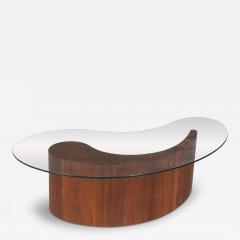 Mid Century Sculpted Biomorphic Shaped Coffee Table w Glass Top - 4561817