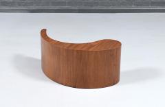 Mid Century Sculpted Walnut Biomorphic Shaped Coffee Table w Glass Top - 4713342