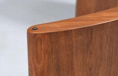 Mid Century Sculpted Walnut Biomorphic Shaped Coffee Table w Glass Top - 4713344