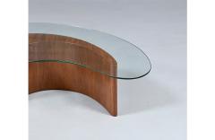 Mid Century Sculpted Walnut Biomorphic Shaped Coffee Table w Glass Top - 4713346