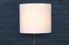 Mid Century Sculpted Walnut Floor Lamp w Travertine Side Table - 4624138