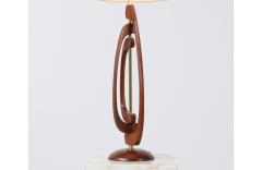 Mid Century Sculpted Walnut Table Lamp with Brass Accent - 3116717