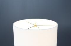 Mid Century Sculpted Walnut with Brass Accent Table Lamp - 3666669