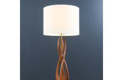 Mid Century Sculpted Walnut with Brass Accent Table Lamps - 3850166