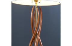 Mid Century Sculpted Walnut with Brass Accent Table Lamps - 3850167