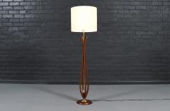 Mid Century Sculpted Wood Floor Lamp by Roller Lamp Co  - 4639070