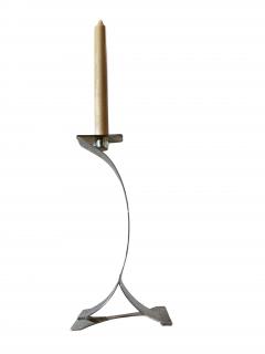 Mid Century Sculptural Candlestick with Curved Stem and Architectural Base - 4498508
