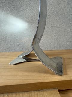 Mid Century Sculptural Candlestick with Curved Stem and Architectural Base - 4498509