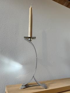 Mid Century Sculptural Candlestick with Curved Stem and Architectural Base - 4498510