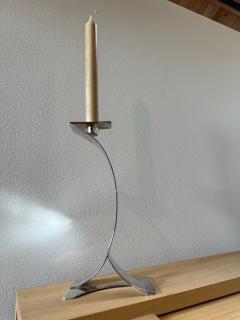 Mid Century Sculptural Candlestick with Curved Stem and Architectural Base - 4498512