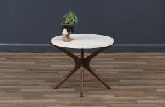Mid Century Sculptural Jax Side Table with Travertine Top - 3729047