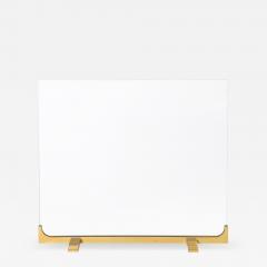Mid Century Sculptural Polished Brass Glass Fireplace Screen - 4792945
