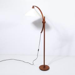 Mid Century Sculptural Teak Adjustable Floor Lamp w Custom Archival Paper Shade - 4347365