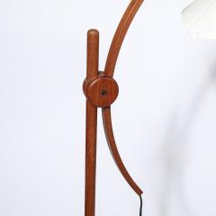 Mid Century Sculptural Teak Adjustable Floor Lamp w Custom Archival Paper Shade - 4347367