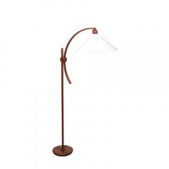 Mid Century Sculptural Teak Adjustable Floor Lamp w Custom Archival Paper Shade - 4347369
