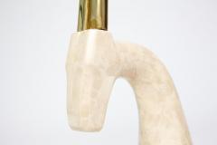 Mid Century Sculptural Tessellated Travertine Gazelle Head with Brass Horns - 2050676