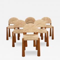 Mid Century Set of 6 Italian Dining chairs by Alessandro Becchi 1970s - 4247210