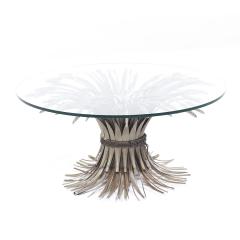 Mid Century Sheaf of Wheat Metal and Glass Coffee Table - 3824412
