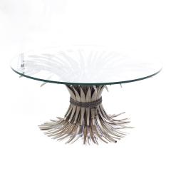 Mid Century Sheaf of Wheat Metal and Glass Coffee Table - 3824413