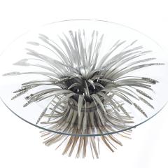 Mid Century Sheaf of Wheat Metal and Glass Coffee Table - 3824414
