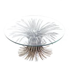 Mid Century Sheaf of Wheat Metal and Glass Coffee Table - 3824416