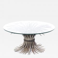 Mid Century Sheaf of Wheat Metal and Glass Coffee Table - 3828658