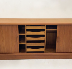 Mid Century Sideboard with Tambour Doors Dyrlund Denmark 1960s - 3954646