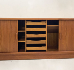 Mid Century Sideboard with Tambour Doors Dyrlund Denmark 1960s - 3954647