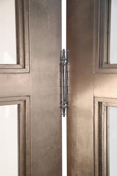 Mid Century Silver Leaf and Glass Three Panel Room Divider Screen - 2794357
