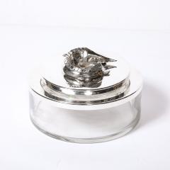 Mid Century Silver Plate Glass Caviar Service with Sculptural Sturgeon Handle - 4654342