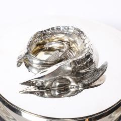 Mid Century Silver Plate Glass Caviar Service with Sculptural Sturgeon Handle - 4654356