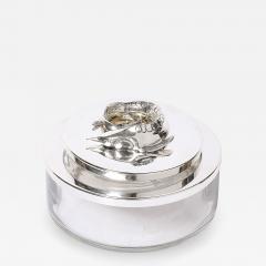 Mid Century Silver Plate Glass Caviar Service with Sculptural Sturgeon Handle - 4659993