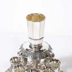 Mid Century Silver Plated Fountain Kiddush Cup Set in Grape Vine Motif - 4720062