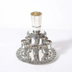 Mid Century Silver Plated Fountain Kiddush Cup Set in Grape Vine Motif - 4720063