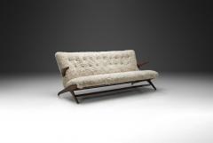 Mid Century Sofa with Sheepskin Upholstery Denmark 1950s - 4556457