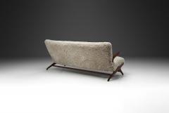Mid Century Sofa with Sheepskin Upholstery Denmark 1950s - 4556535