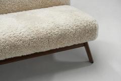 Mid Century Sofa with Sheepskin Upholstery Denmark 1950s - 4556537